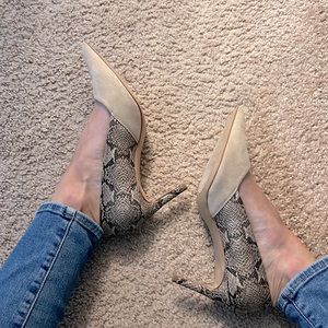 Kelly & Katie Camel & Snake Skin Pumps Size 7.5